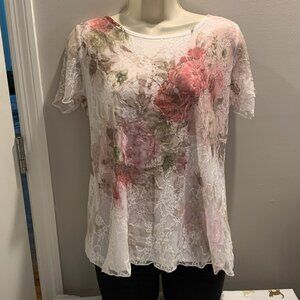 Brittany Black Floral and Lace Blouse.
